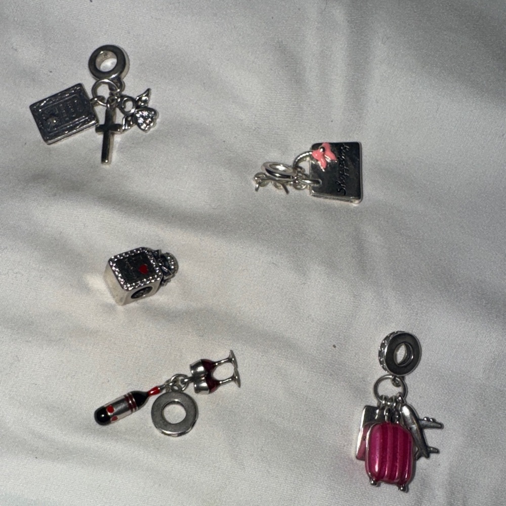 Silver and Pink Charm Set
